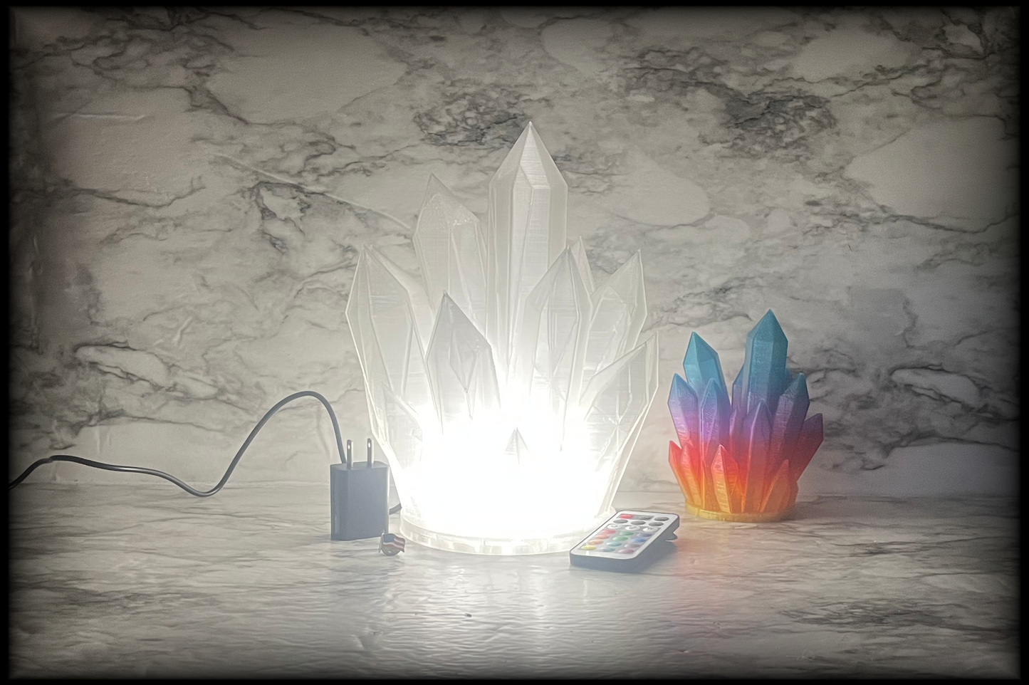 Large Wall-Powered Crystal Lamp - Includes Power Supply and Remote (3D Printed)