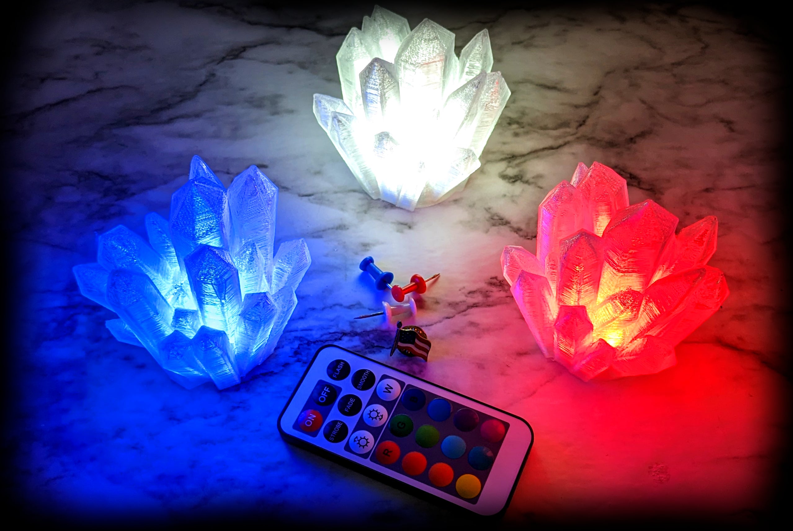 Mini Led Crystal Mini Wireless Crystal Lamp - RGB LED Light, Batteries & Remote Include ...